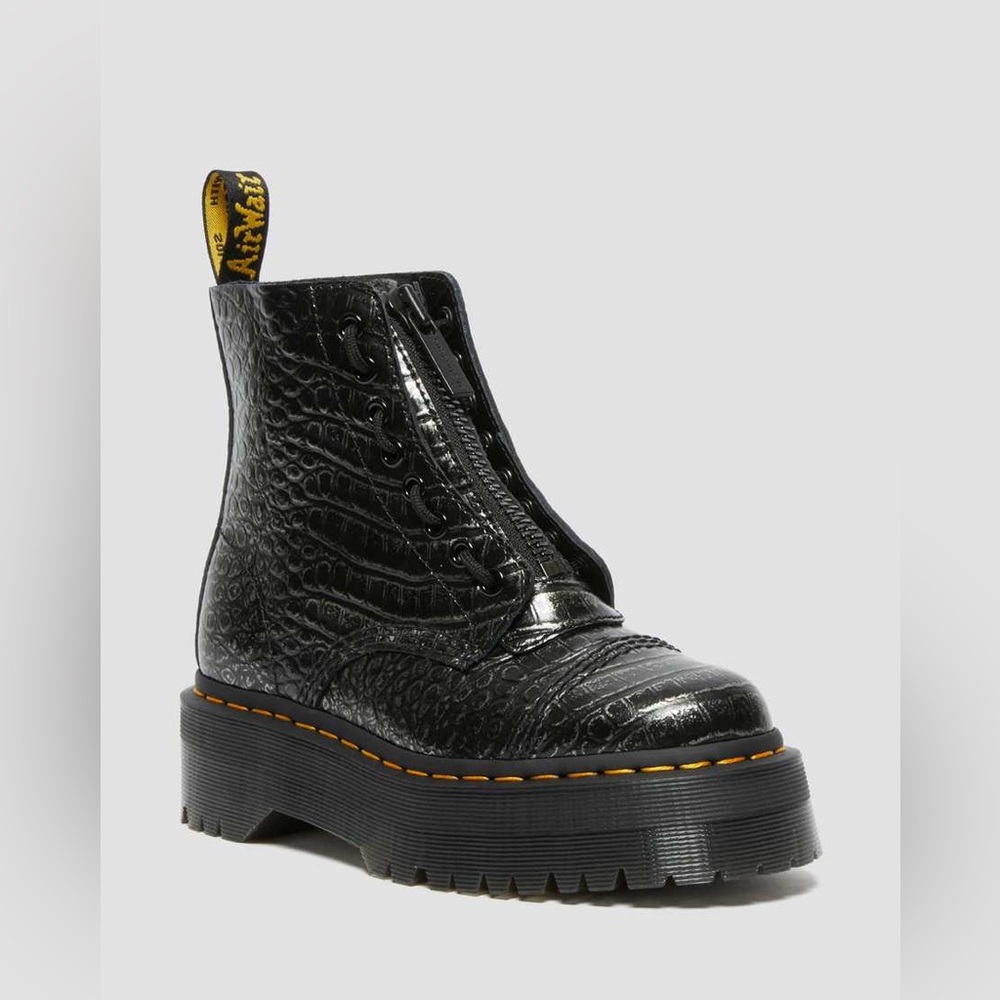 Dr Martens SINCLAIR CROC EMBOSS LEATHER PLATFORM BOOTS